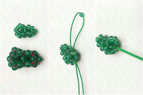 教你玉线手工编绳diy水晶葡萄手机挂件的方法