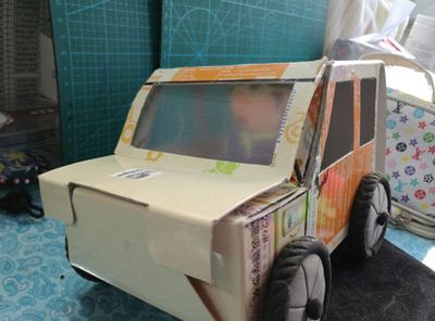 废旧纸盒手工制作吉普车纸盒玩具教程