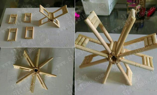 一次性卫生筷diy水车/水轮车制作教程 - 废旧物品手工