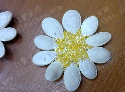 南瓜籽做小朋友手工作品菊花教程