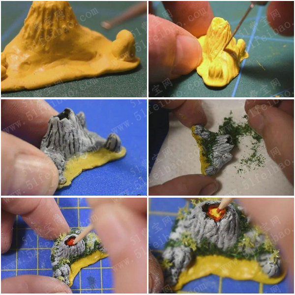 uv树脂手工艺品,diy蛋壳树脂火山海盗船摆件