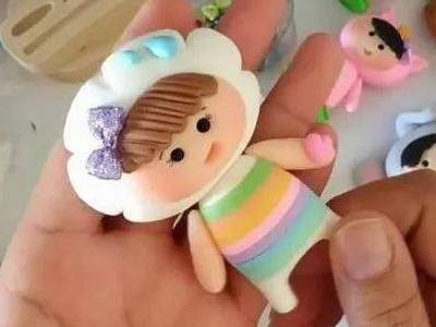 冷瓷土卡通人偶教程，DIY彩虹娃娃冰箱贴