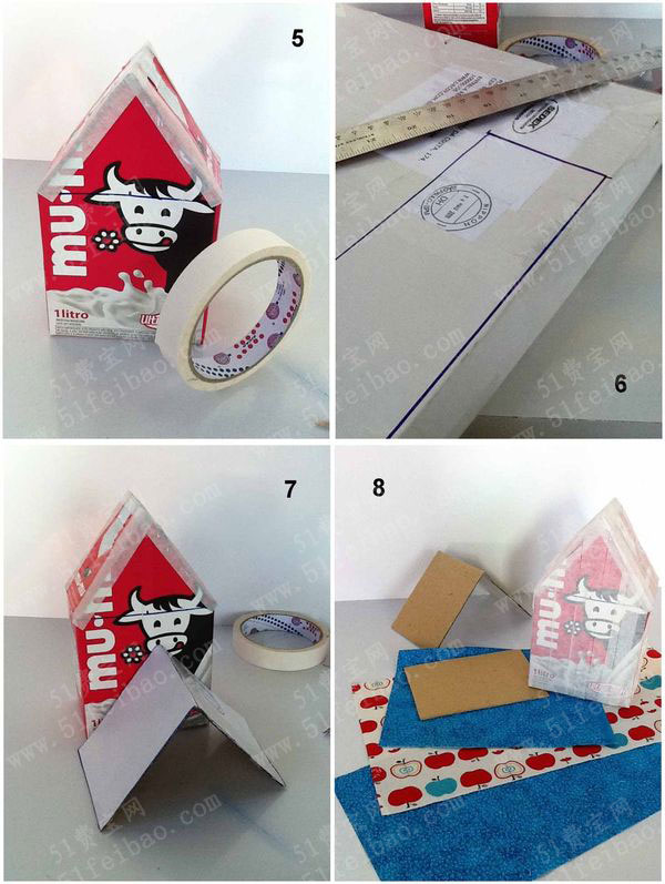 用牛奶盒手工制作漂亮小鸟窝房屋