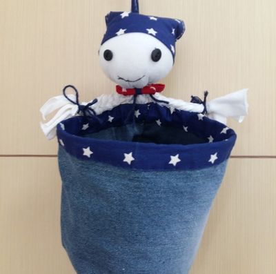 旧衣服改造壁挂牛仔布娃娃章鱼收纳袋