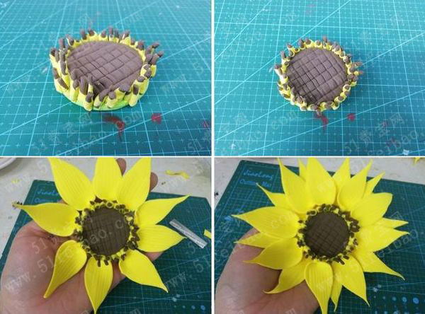 DIY能永久存放的鲜花,制做超轻粘土手工向日葵