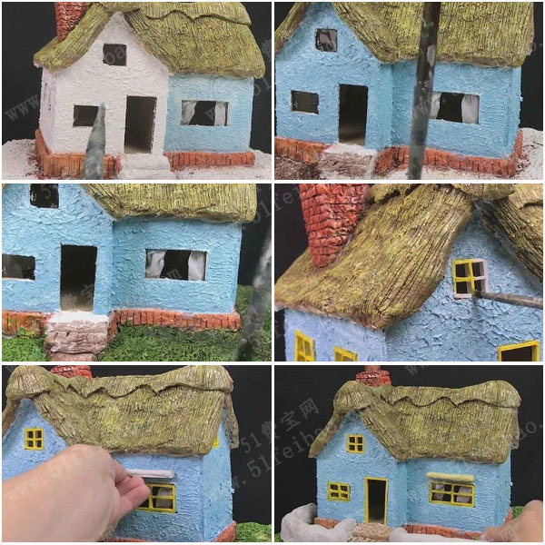 童话屋手办制作，DIY微型纸板屋农家小屋