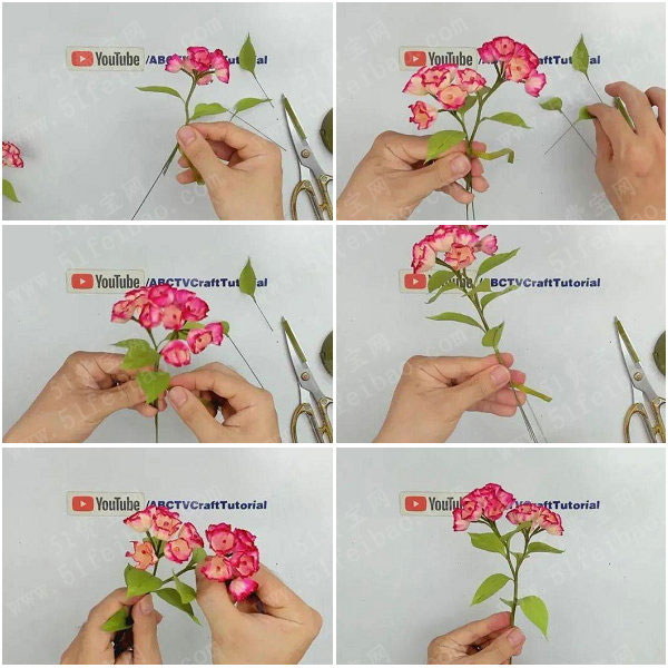 纸艺杜鹃花做法图解,diy纸花杜鹃盆栽 手工小制作 51费宝网