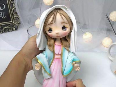 DIY冷瓷土卡通人偶教程，圣诞节圣女娃娃摆件制作