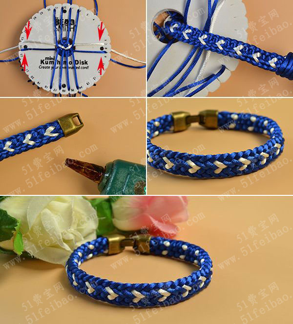 如何用盘编器制作心形图案花纹DIY友谊手链编织教程- 手工小制作- 51费宝网