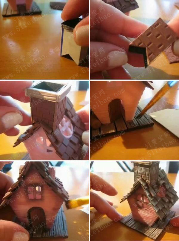 手作微型童话屋模型教程，逼真小木屋手办的做法图解
