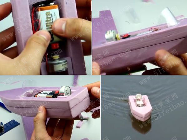 diy泡沫船模型自制电动泡沫船玩具教学
