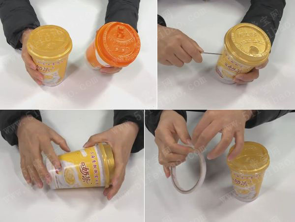 环保妙用奶茶杯做两种生活收纳用品 废旧物品手工制作 51费宝网