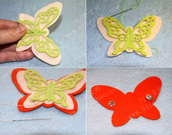 用不织布手工制作花蝴蝶耳塞绕线器