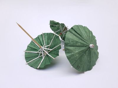 DIY折纸小雨伞，可伸缩油纸伞折叠图解