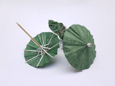 DIY折纸小雨伞,可伸缩油纸伞折叠图