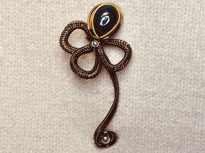 金属丝绕线基础教程,DIY双线四叶草胸针编织图解