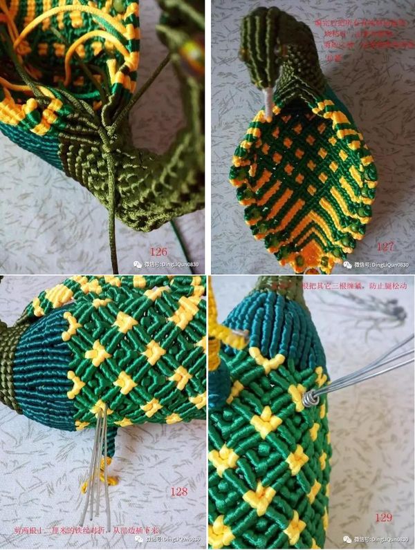 手工玉线编织,编绳绿孔雀糖果盒diy详细过程