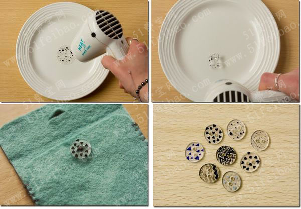 透明热缩片滴胶纽扣diy手工制作教程- 手工小制作- 51费宝网