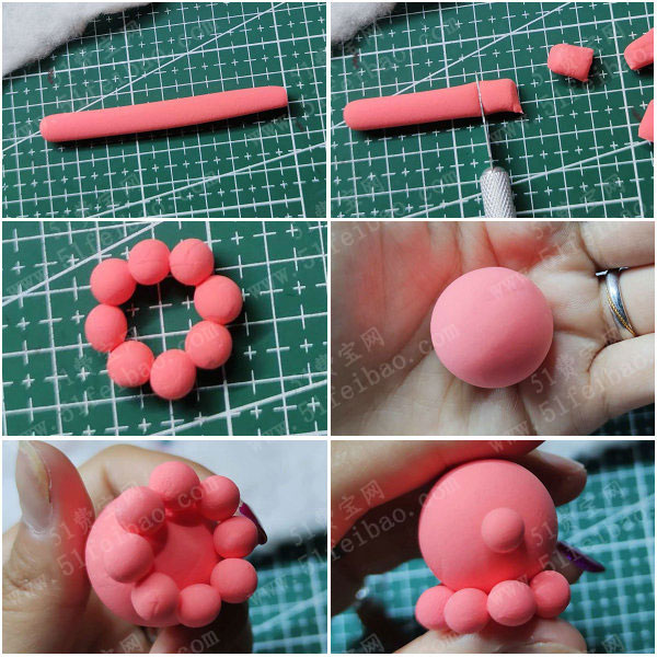diy可爱的粘土钥匙扣超轻粘土章鱼小丸子挂件