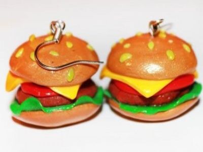 食货派迷你软陶汉堡包耳环制作教程