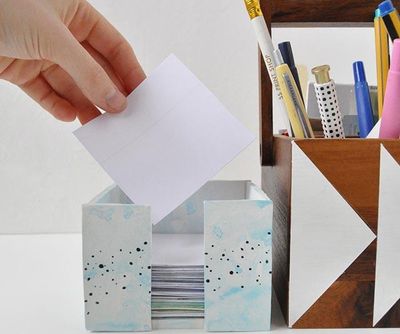 软陶制作实用的桌面便签盒收纳盒