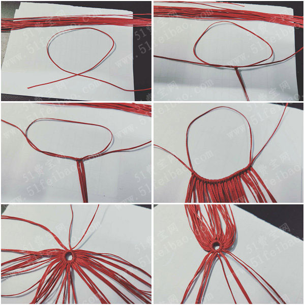 中国结编织创意，DIY传统编织四瓣吊坠