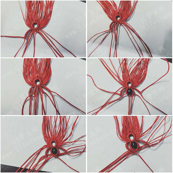 中国结编织创意，DIY传统编织四瓣吊坠