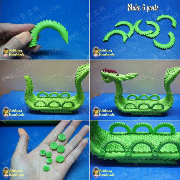 三角插手工艺品大全,3d折纸龙舟制作图解