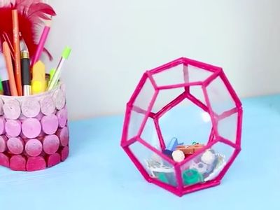 用免洗筷DIY立体几何外形收纳盒