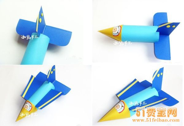 色卡纸做简单的喜羊羊纸筒小飞机