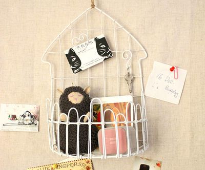 金属绕线作品:DIY栅栏小屋收纳挂篮