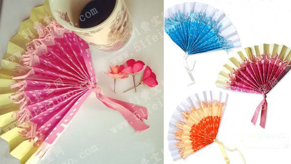 儿童彩色手工折纸扇子制作做法