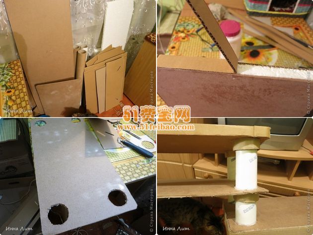 纸箱纸筒变废成宝做家具柜子 - 废物利用手工diy小