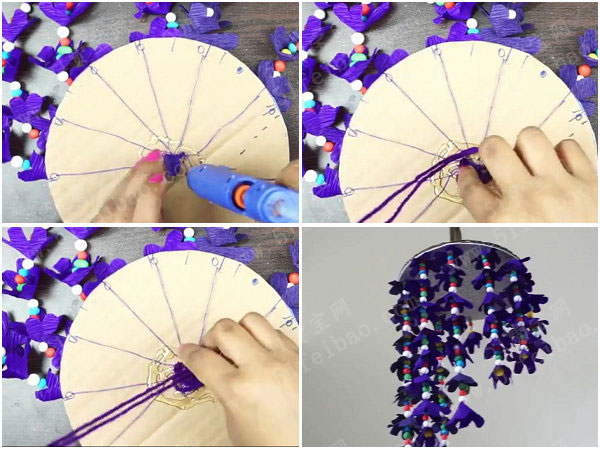 魅惑紫色风铃花吊饰挂件diy教学 手工小制作 51费宝网
