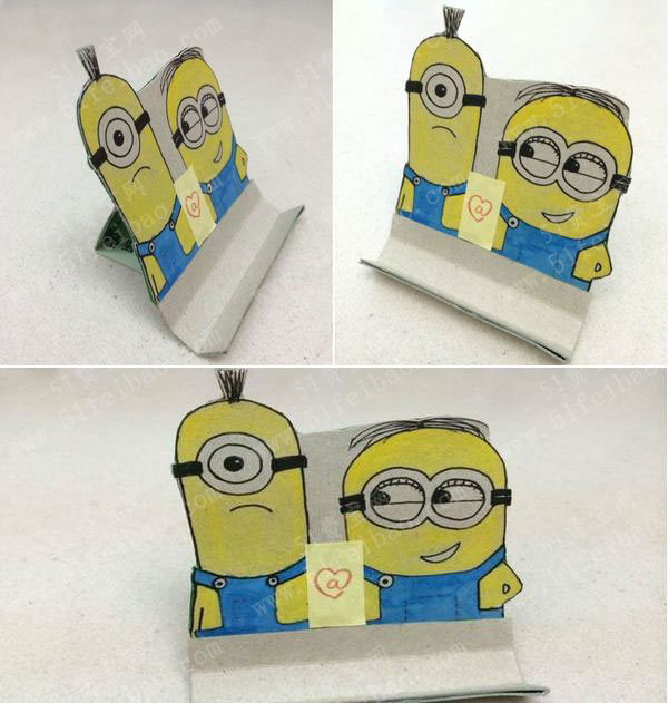 牙膏盒变身小黄人手机支架