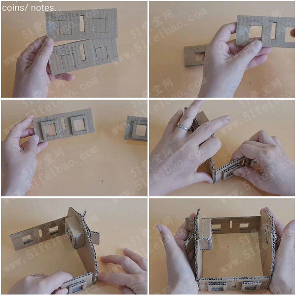 硬纸板环保手工diy微型童话屋乡村谷仓存钱罐制作图解