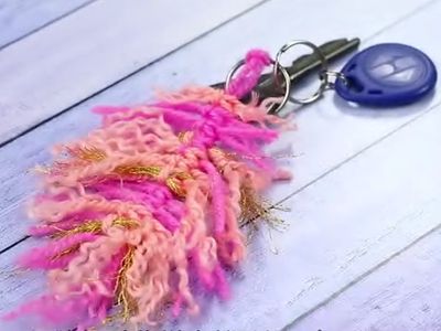 剩余毛衣线DIY钥匙圈吊饰编织教学