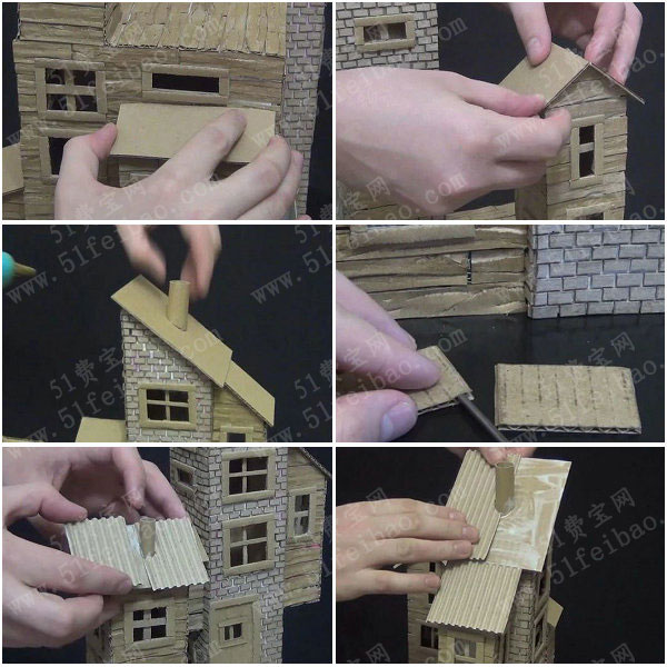 废品利用diy创意,微型纸板屋旧楼群手办制作教程 废旧物品手工制作