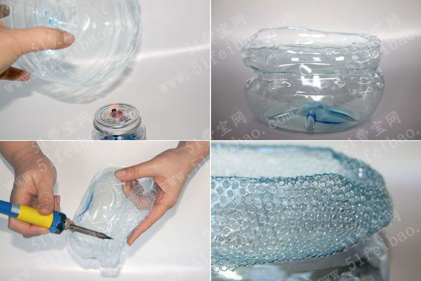 改造矿泉水瓶子做抽象艺术style的收纳容器 - 废物diy