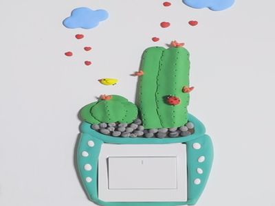创意diy粘土墙饰手工制作卡哇伊背景黏土开关贴