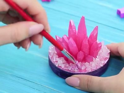 手工DIY逼真粉红水晶原石摆件