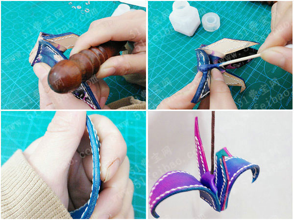 做一只不一样的千纸鹤挂饰，植鞣革皮纸鹤DIY教学