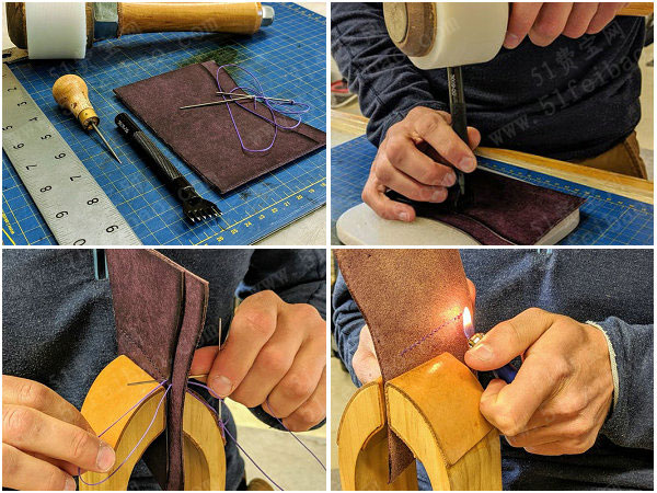 手缝皮革制作教程,diy手缝中性真皮卡包