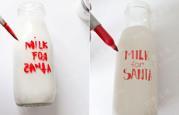 玻璃瓶利用与改造成圣诞老人专用奶瓶