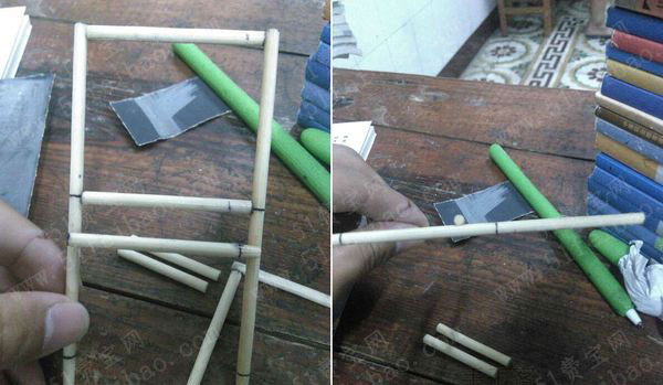 利用废筷子diy手机放置支架
