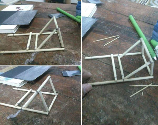 利用废筷子diy手机放置支架