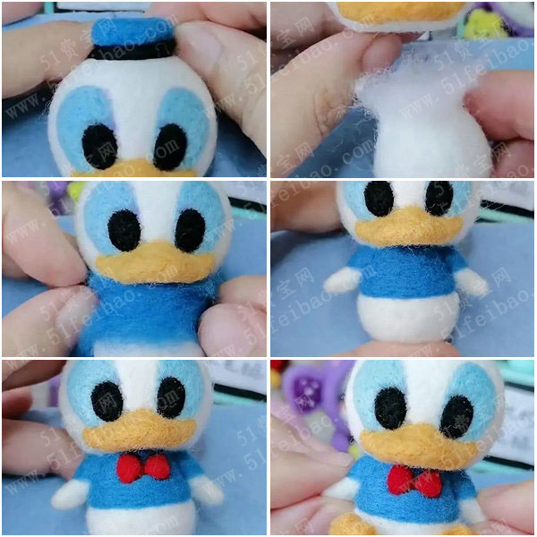 diy手工唐老鸭,羊毛毡唐老鸭玩偶的制作教程
