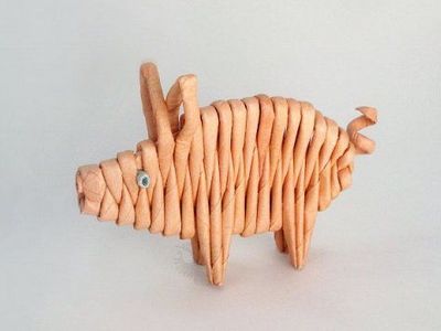 简单教你手编纸藤小肥猪图解