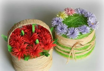 打包胶带纸芯DIY小清新纸花收纳盒/生日小礼盒