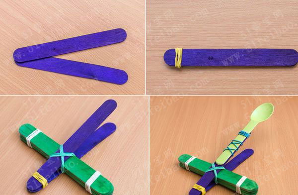 自制有趣玩具冰棒棍子投掷器 - 废旧物品手工制作